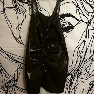 Green faux leather plus size dress